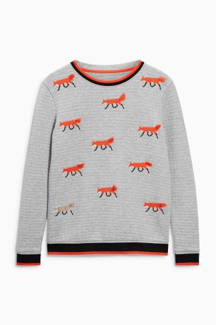 Grey Fox Embroidered Top